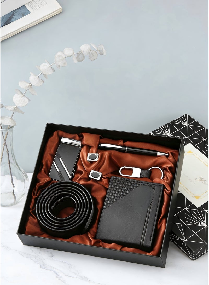 Luxury Gift Basket for men,Business Man Gift Box-5pcs(Wallet,Belt,Cufflinks,Pen,Keychain) Birthday gift box,Ramadan Gift Set, Birthday Gift Set, Family Anniversary, Valentine's Day, Father's Day,  Family Anniversary, Thanksgiving Day, Christmas, Colleague Care, Corporate Care Gift Set, Graduation Gift, Ramadan Festival Gift, For your Dearest Family Members, Father, Husband, Boyfriend,Son, Brother, Partner, Colleague, Teacher, Classmate,Male friend gifts, Brotherly bonds - Image 3